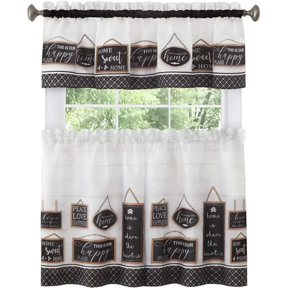 Achim Home Modern Window Curtains: 1726 Black: 58'' x 24'' Rectangle